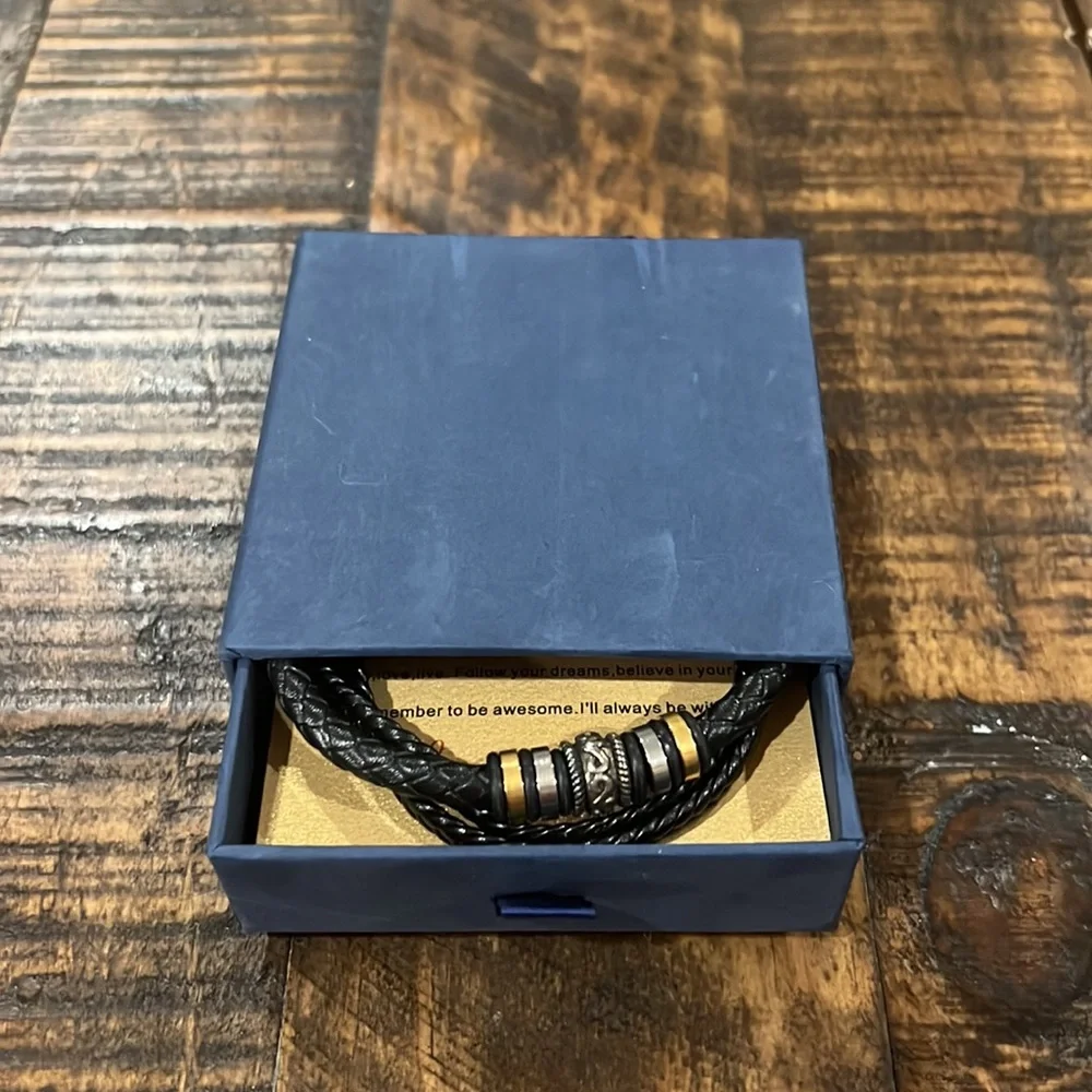 To my son Leather wrap Bracelet love you forever clasp